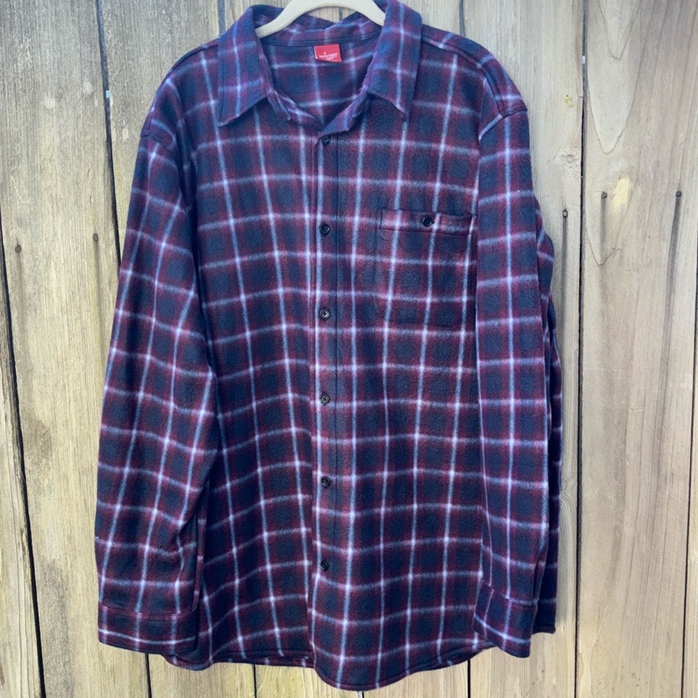 Junction West Flannel Plaid Button Down Shirt Navy Blue Men’s Size XXL